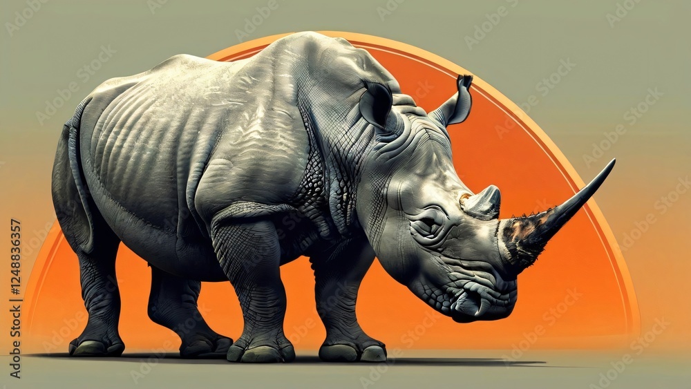 Obraz premium Illustration for Save the Rhino Day: Bold and Thoughtful Wildlife Conservation Design