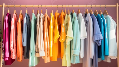 Wallpaper Mural Vibrant Bright Colored Clothing Displayed on a Rack for Fashion Retail Store Torontodigital.ca