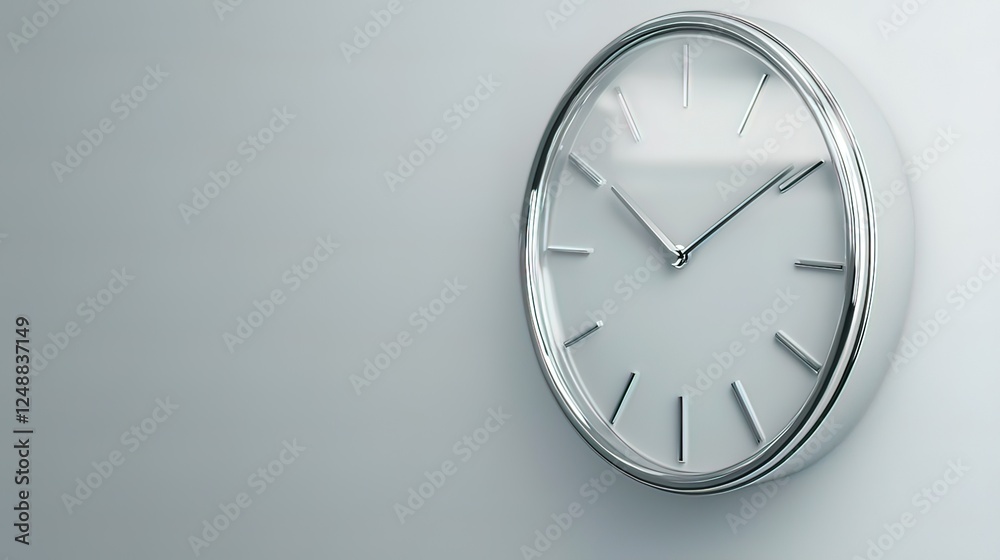 custom made wallpaper toronto digitalA modern, minimalist wall clock, with a clean, white face and silver bezel, hangs against a neutral gray background.