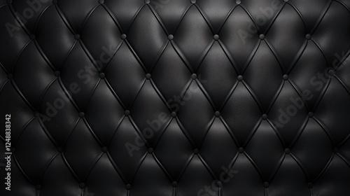 Luxurious Black Leather Capitone Background Texture for Sophisticated Design Projects