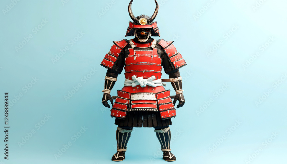 Fototapeta premium A striking samurai warrior in traditional armor stands confidently.
