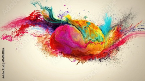 A liquid splash dynamically forming a brain shape, symbolizing fluid creativity in brainstorming