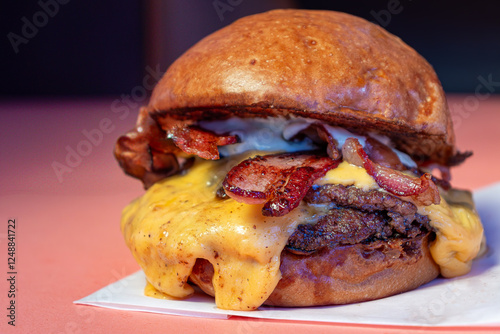 burger sandwich with cheese and bacon