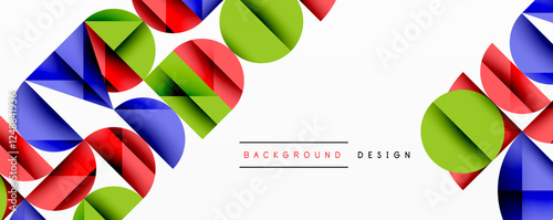 Abstract geometric pattern with intersecting circles and triangles in gradients. The high-contrast composition creates depth and a dynamic, modern aesthetic