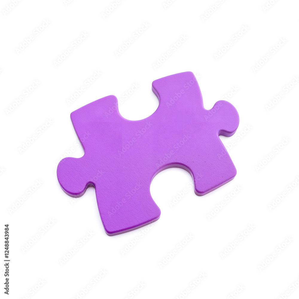 A single purple puzzle piece on a white background, symbolizing problem-solving or teamwork. Generative AI A single purple puzzle piece on a white background, symbolizing problem-solving or teamwork. Generative AI