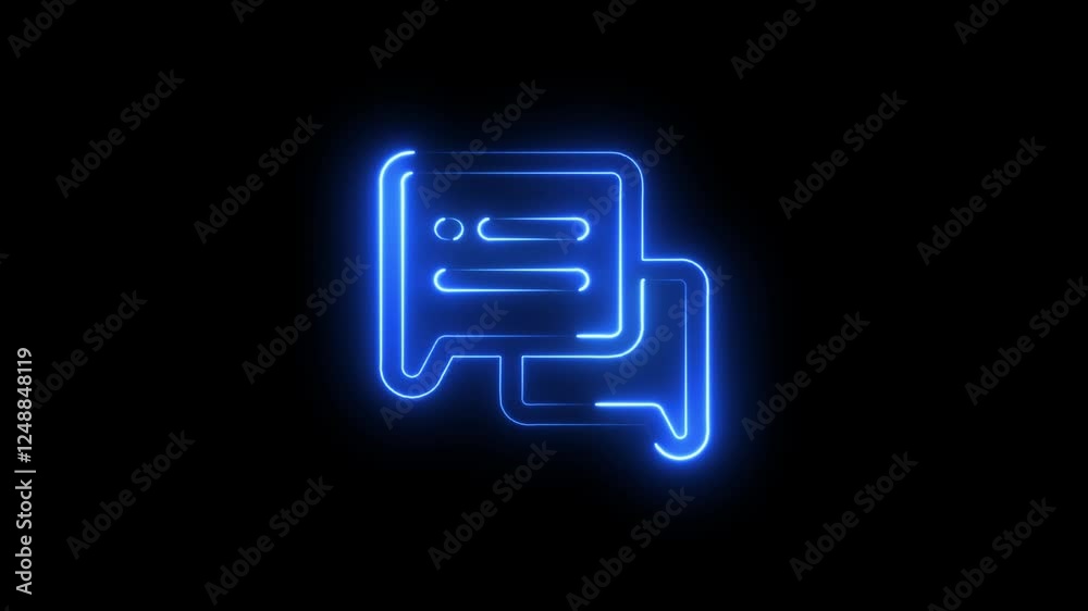 Animation of glowing neon line message icon isolated .Email Notification Sign Animation Isolated .glowing neon sign .