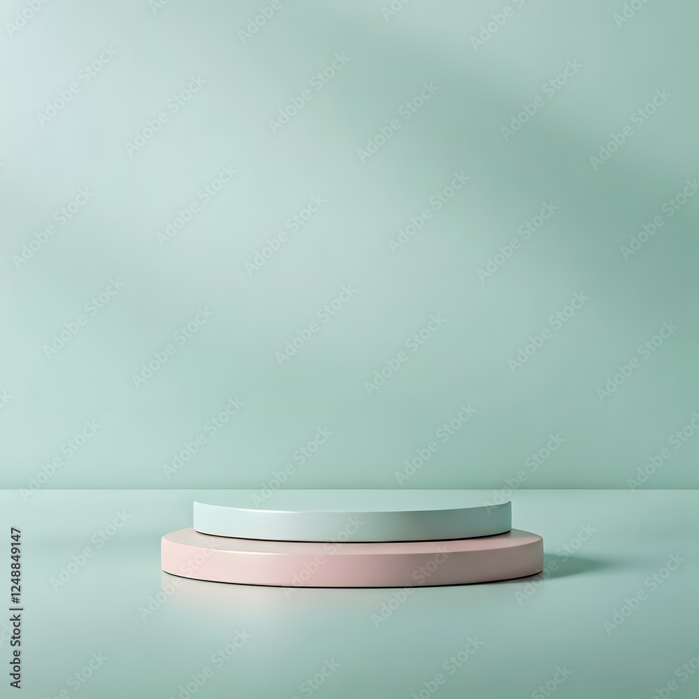 A simple pastel podium with a subtle glow and a soft shadow effect, AI Generated