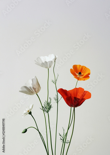 Still life wild flower, realistic photograph, micro, close-up nature image. Delicate flower. 