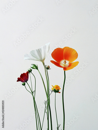 Still life wild flower, realistic photograph, micro, close-up nature image. Delicate flower. 