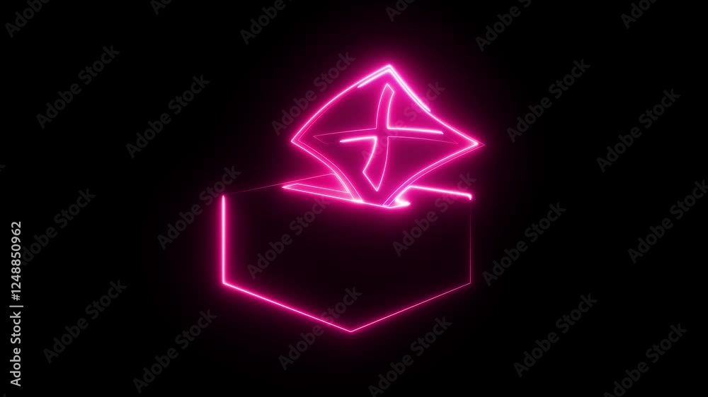 Glowing neon voting box and ballot icon animation . Glowing neon voting box and ballot icon animation .