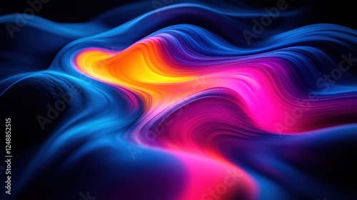 Abstract Colorful Waves, Dynamic Flow, Dark Background, Design Element