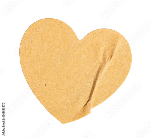 A valentine craft love or heart tag shape paper sticker label cutout isolated on transparent background.