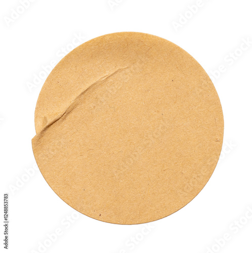 Blank craft round paper sticker label cutout isolated on a transparent background