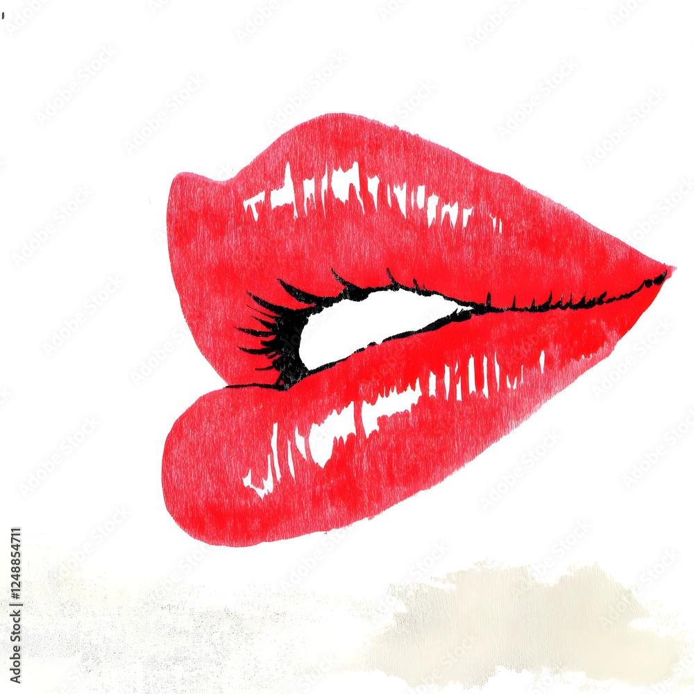 Obraz premium Captivating Crimson Lips A Sensual Beauty Close up