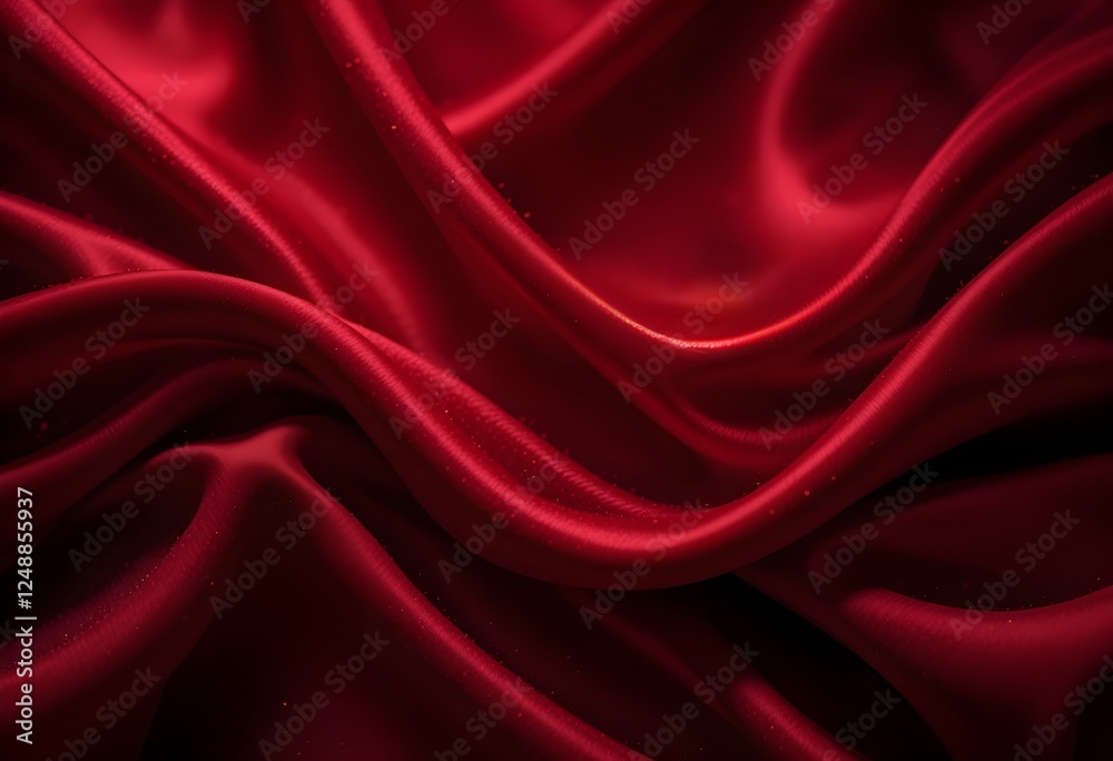 Obraz premium Luxurious Flowing Red Silk Fabric with Deep Folds and Soft Shadows AI Generated