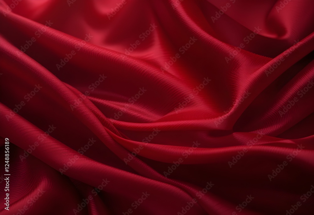 Obraz premium Luxurious Flowing Red Silk Fabric with Deep Folds and Soft Shadows AI Generated