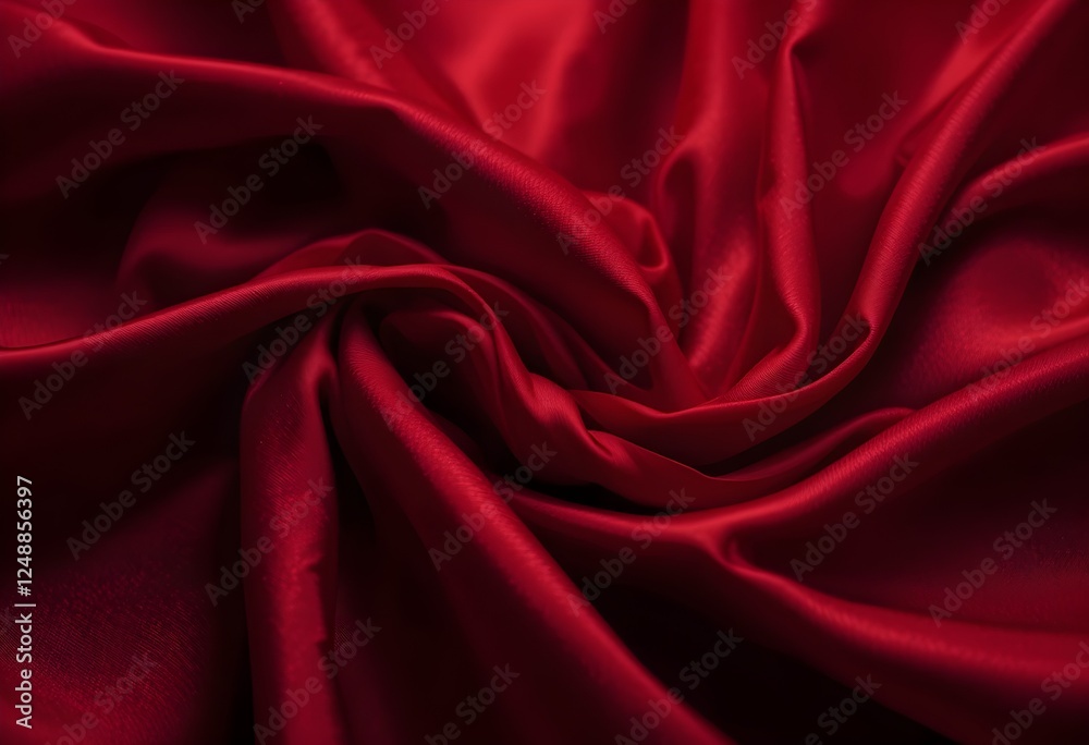 Obraz premium Luxurious Flowing Red Silk Fabric with Deep Folds and Soft Shadows AI Generated