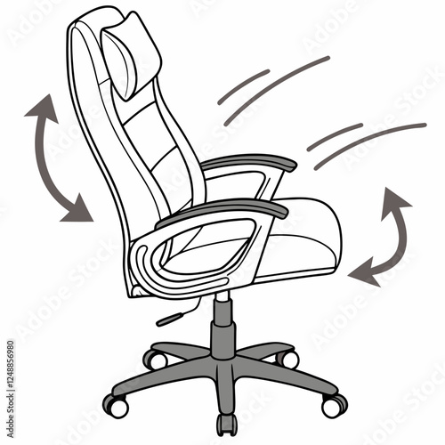 Ergonomic office chair with adjustable armrests vector illustration