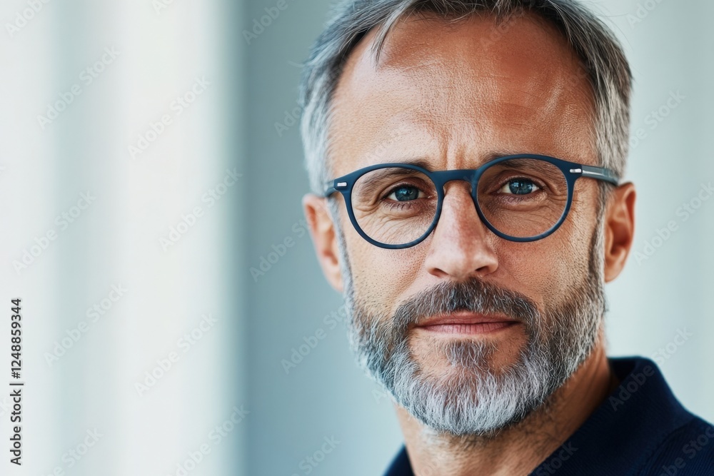 man wearing eyeglasses looking at camera man wearing eyeglasses looking at camera