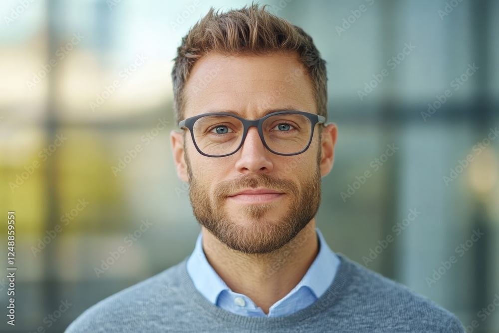 man with glasses portrait looking at camera man with glasses portrait looking at camera
