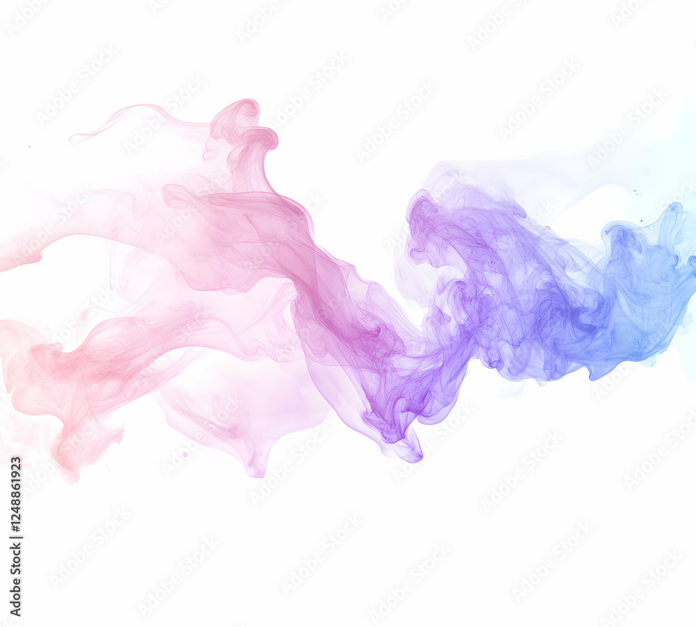 Translucent wisps of color swirl in gentle harmony, creating a soft and ethereal effect against the pristine white backdrop, ideal for artistic projects Translucent wisps of color swirl in gentle harmony, creating a soft and ethereal effect against the pristine white backdrop, ideal for artistic projects