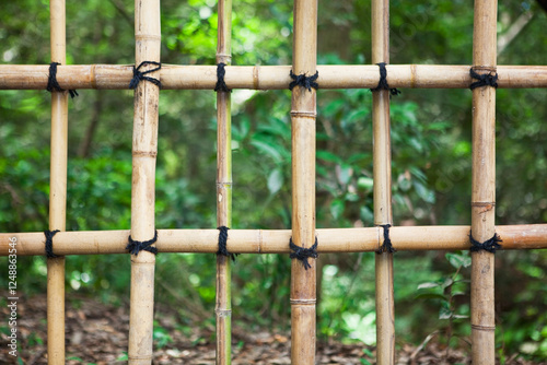Bamboo fence detail, Meiji Jingu Shrine, Tokyo, Japan.