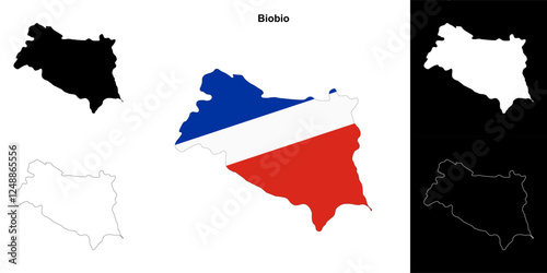 Biobio province outline map set