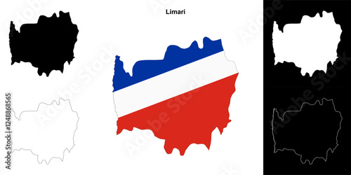 Limari province outline map set photo