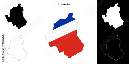 Los Andes province outline map set