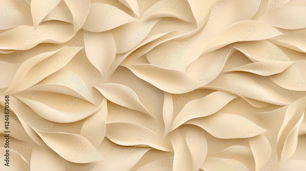 Detailed leaf pattern intricately carved into textured beige stone for interior decoration Detailed leaf pattern intricately carved into textured beige stone for interior decoration