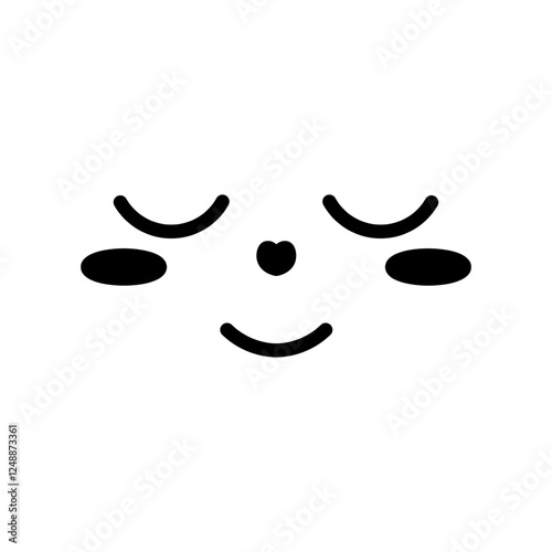 Dreamy facial expression. Face with thoughtful emotions. Smile, blush. Sketch. Vector illustration. Outline on isolated white background. Doodle style. Sleeping grimace. Idea for web design.
