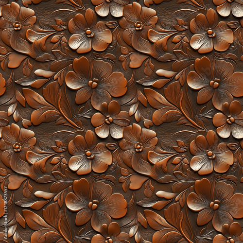 wood carving floral ornament. seamless pattern