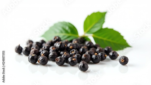 Black Peppercorns and Leaves - High-Quality AI Image