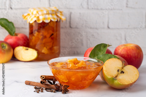 Apple jam with fresh apples