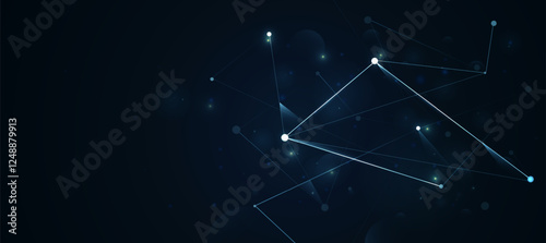 Futuristic digital AI processing data technology connected blue lines with The cyber innovation background for technology articles or presentation business