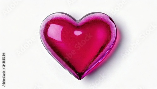 Heart-shaped decorative object in vibrant pink color on white background