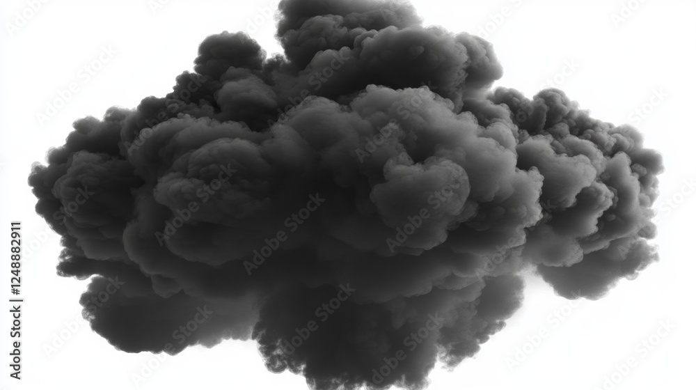 Dark Smoke Cloud on White Background for Creative Projects Dark Smoke Cloud on White Background for Creative Projects