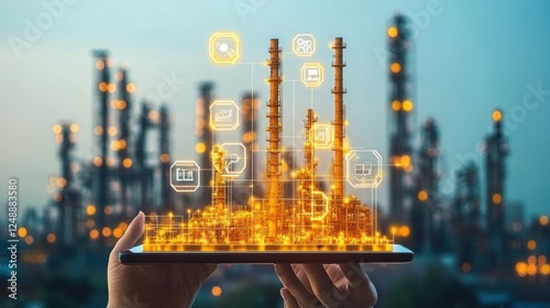 Digital Innovation in Industrial Landscape with Futuristic Elements