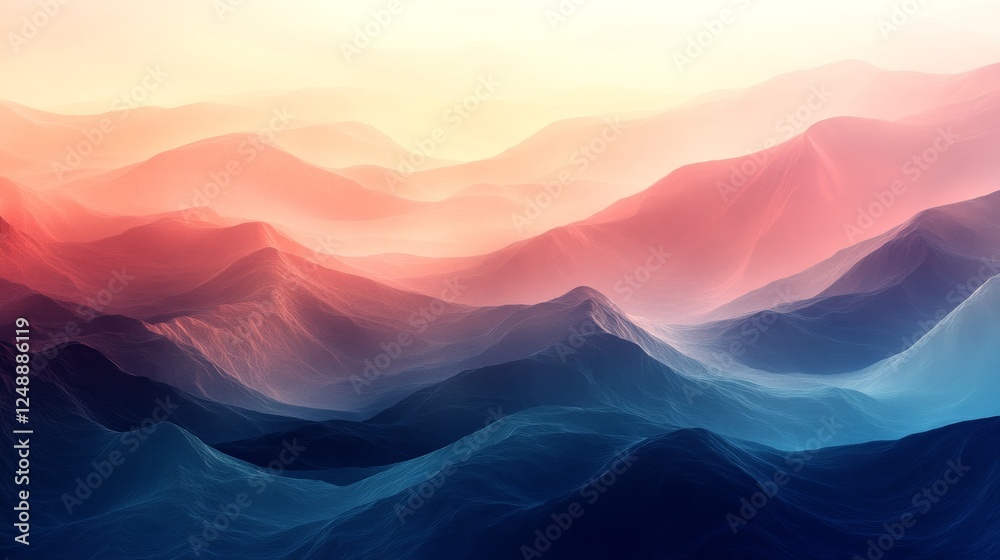 Abstract layers of mountain peaks painted with a vibrant palette Abstract layers of mountain peaks painted with a vibrant palette
