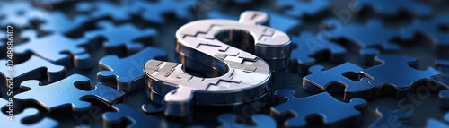 Symbol of finance on a puzzle background.
