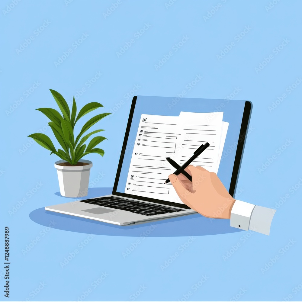 online form on laptop with pen online form on laptop with pen