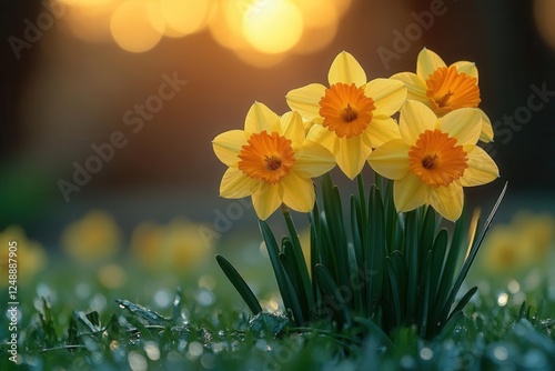 spring awakening fresh daffodils in natural meadow setting nature photography