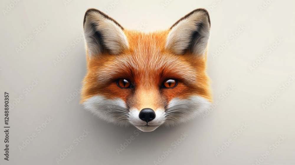 Red fox portrait, white background, wildlife, nature Red fox portrait, white background, wildlife, nature