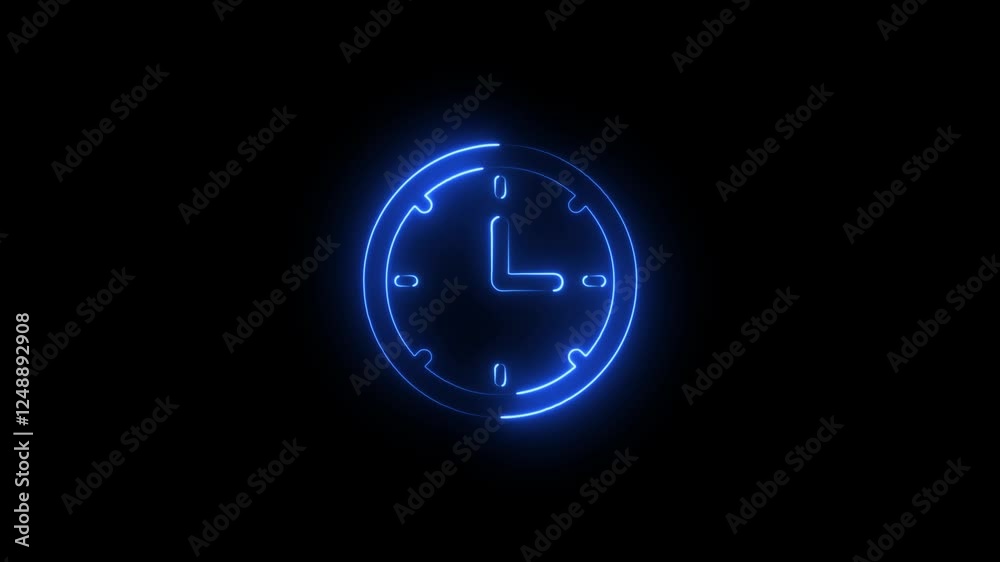 Glowing neo clock icon isolated. Neon analog clock icon isolated. Glowing neo clock icon isolated. Neon analog clock icon isolated.