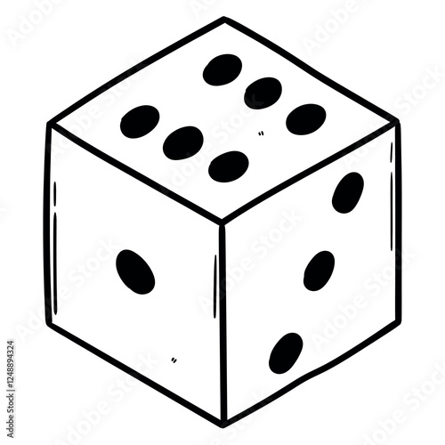 Hand drawn doodle die on a white background.