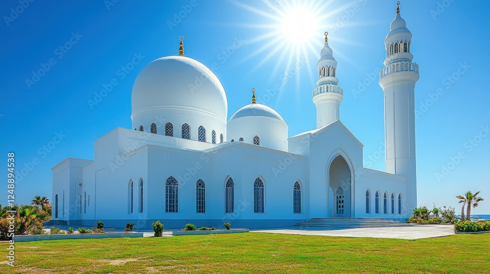 Fototapeta premium Radiant White Mosque under the Sun
