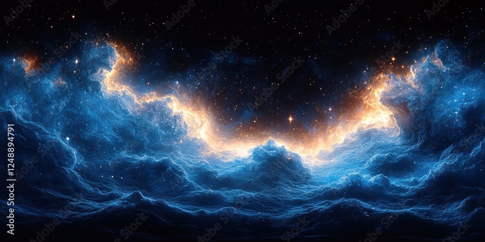 Vibrant Cosmic Nebula Surrealist Illustration Panoramic View Dramatic Lighting Space Cloudscape Vibrant Cosmic Nebula Surrealist Illustration Panoramic View Dramatic Lighting Space Cloudscape