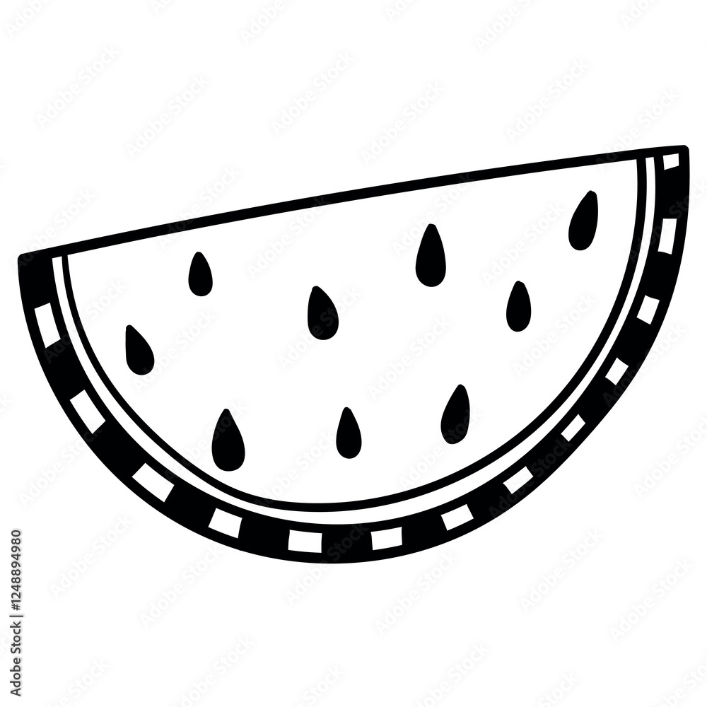 Hand drawn doodle slice of watermelon on white background. Hand drawn doodle slice of watermelon on white background.