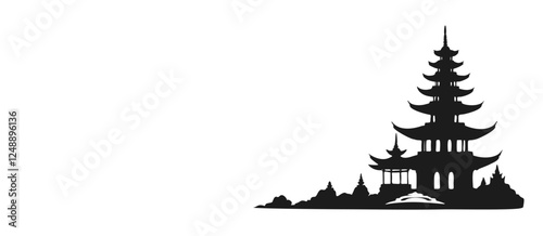 Vesak Day Monochrome Silhouette – Buddha Meditation on Lotus