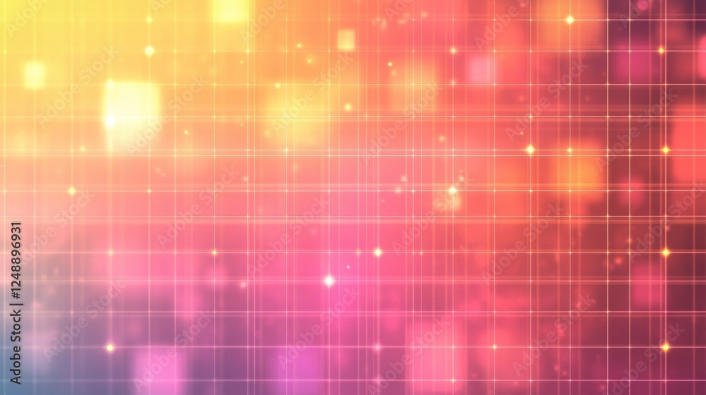 Colorful digital background with grids sparkles and blurred squares Colorful digital background with grids sparkles and blurred squares